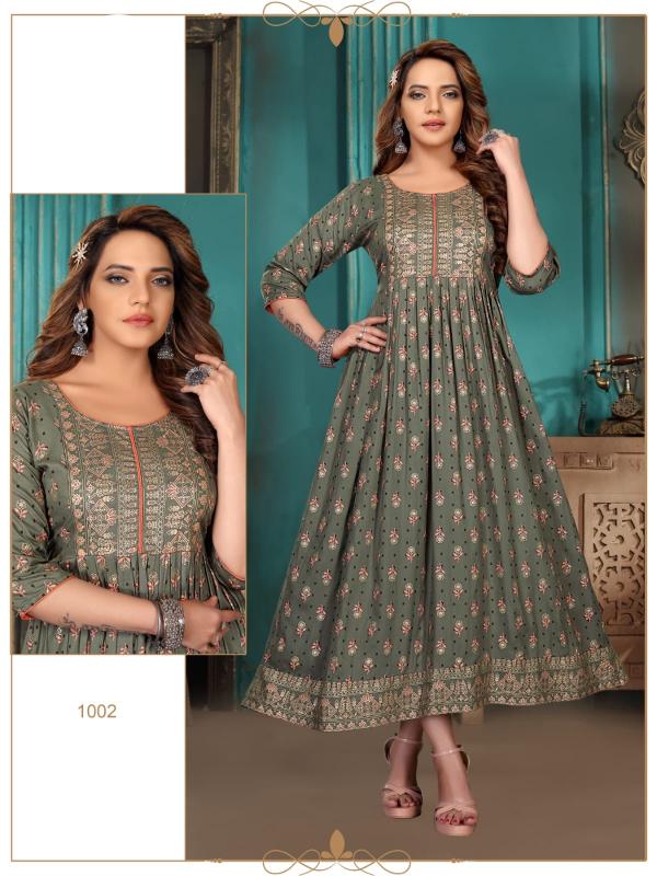 Golden Elvi V 1 Rayon Designer Plus Size Kurti Collection